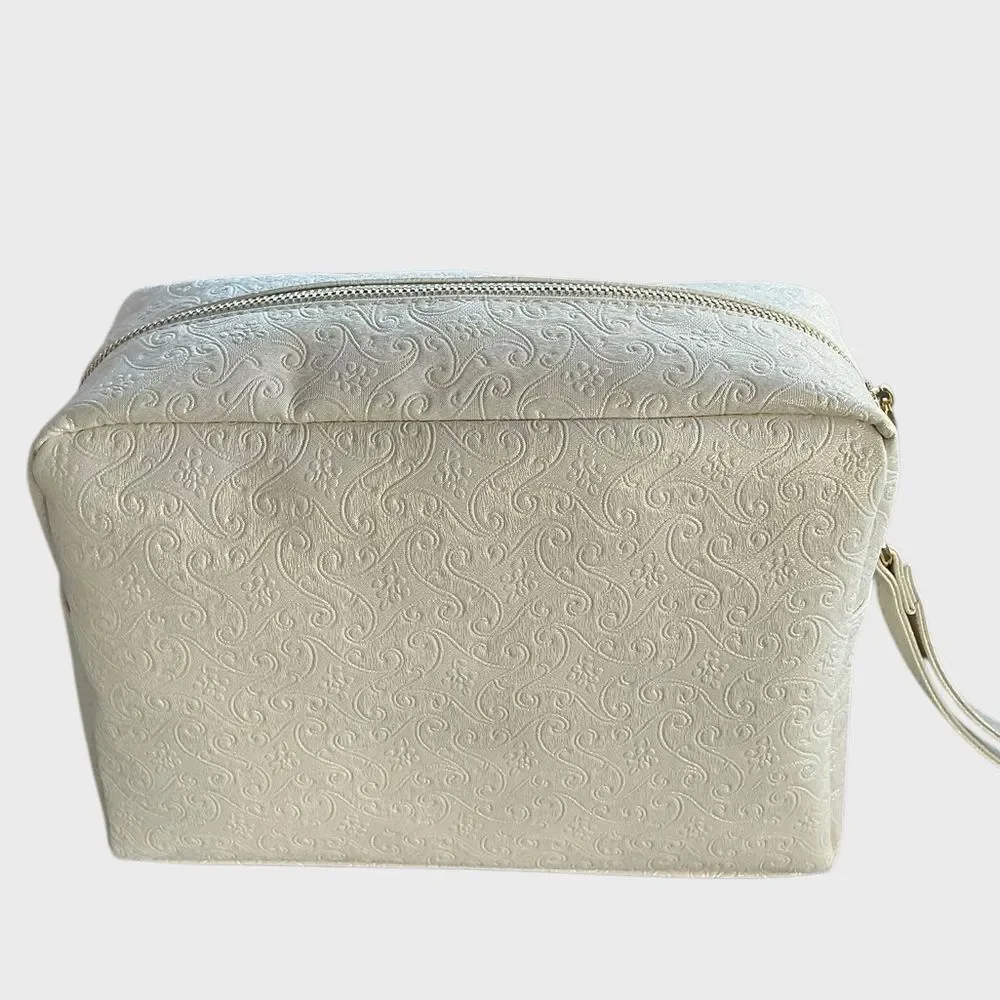 Vince Camuto Camara Large Cosmetic Bag Gold Makeup Travel Toiletry Case